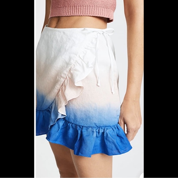 Young Fabulous & Broke Women’s Flutter Dip Dye Linen Ruffle Wrap Mini Skirt Sz S - Picture 13 of 13